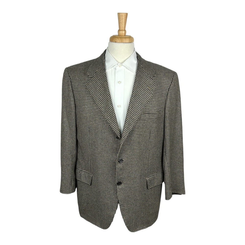 Brioni Mens 44R Pure Cashmere Houndstooth Blazer Brown Black NM Traiano Italy